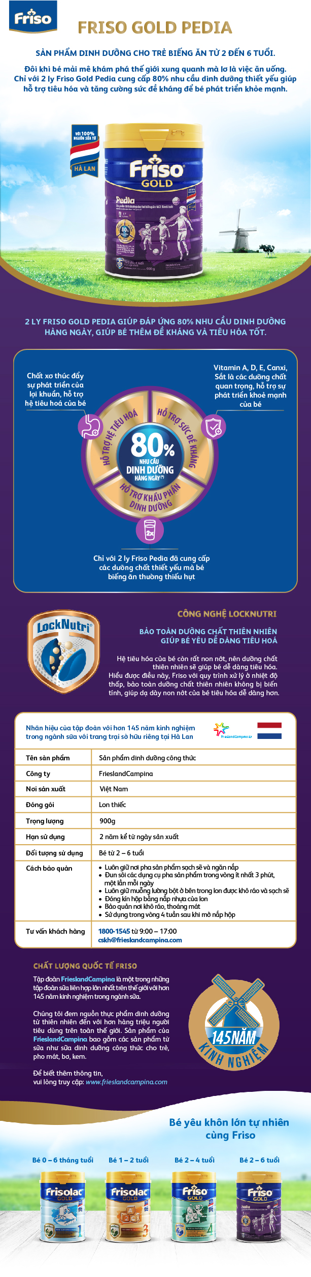 Sữa Bột Friso Gold Pedia 900g