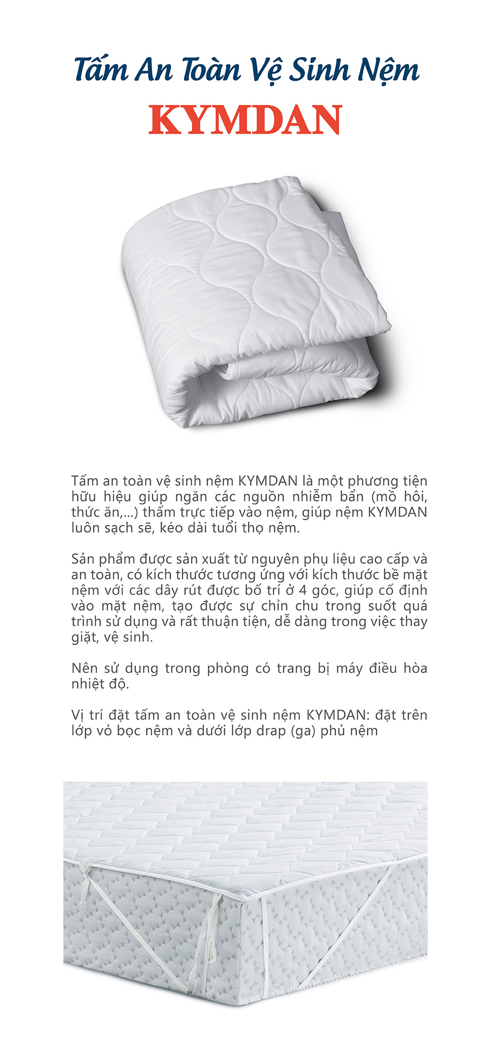 Tấm An Toàn Vệ Sinh Nệm Kymdan - 140 X 200 Cm | Kymdan Official Store | Tiki