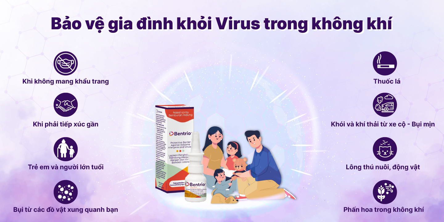 Bình xịt mũi Bentrio Nasal Spray hỗ trợ ngăn ngừa vi khuẩn, bụi bẩn và các tác nhân gây dị ứng trong không khí (20ml/bình)