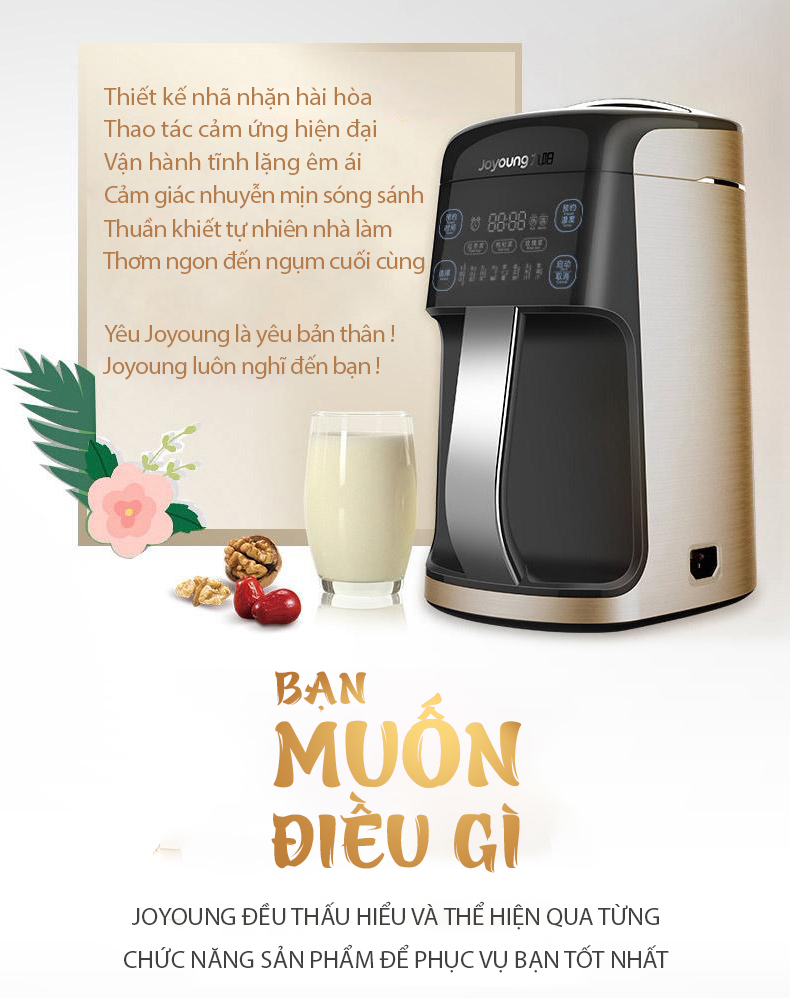 Máy Làm Sữa Đậu Nành Nguyên Xác, Máy Làm Sữa Hạt, Máy Xay Sinh Tố Đa Năng Joyoung DJ13S-P90 - Hàng Chính Hãng