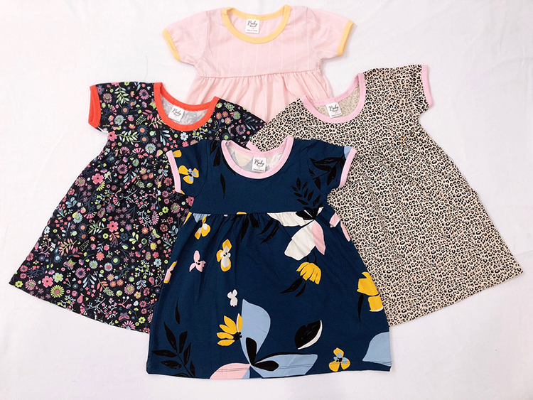 Combo 3 Đầm Thun Tay Ngắn Nhún Ngực Bé Gái Baby F0744