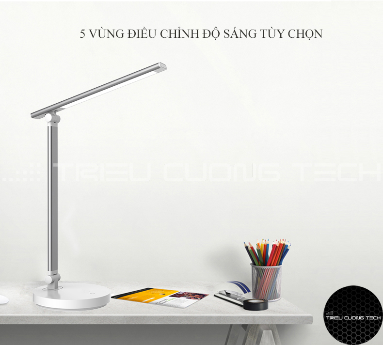 Đèn Led Bàn Đọc Sách Làm Việc Chống Cận - Cảm Ứng - Hỗ Trợ Sạc Không Dây - Điều Chỉnh Vùng Ánh Sáng Cho Sinh Viên - Học Sinh - Văn Phòng - Hàng Chính Hãng
