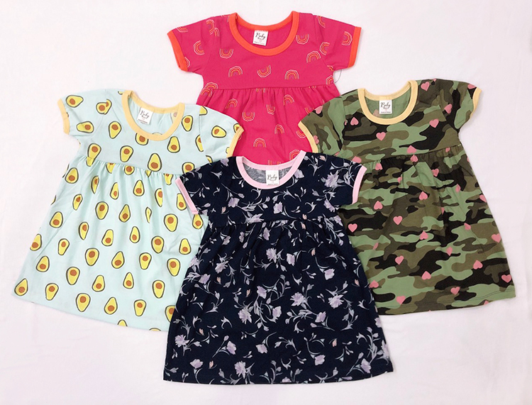 Combo 3 Đầm Thun Tay Ngắn Nhún Ngực Bé Gái Baby F0744