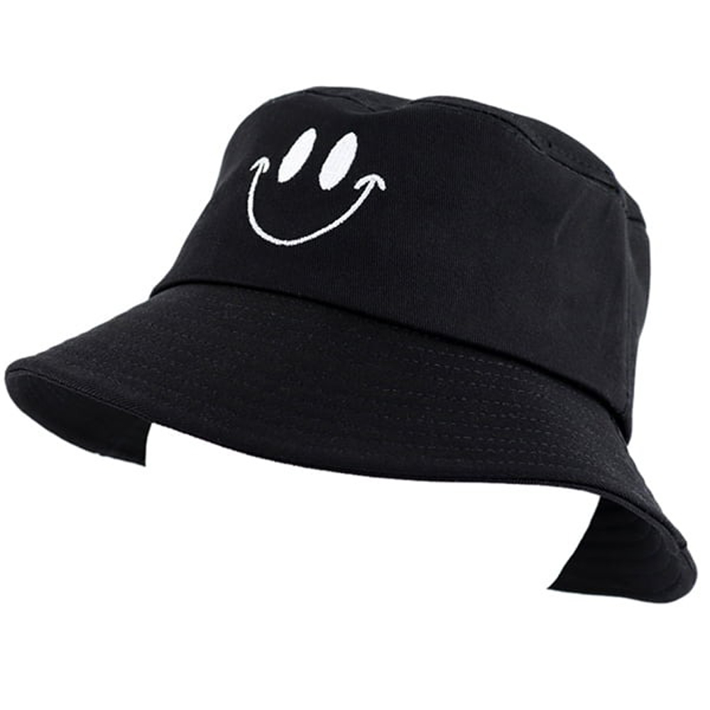 Mũ bucket tai bèo nam nữ thêu icon mặt cười độc đáo, chất vải kaki 2 lớp chống nóng tốt - Hạnh Dương