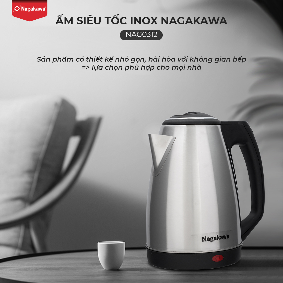 Ấm Siêu Tốc Nagakawa NAG0312 (1.8 Lít) - Hàng Chính Hãng