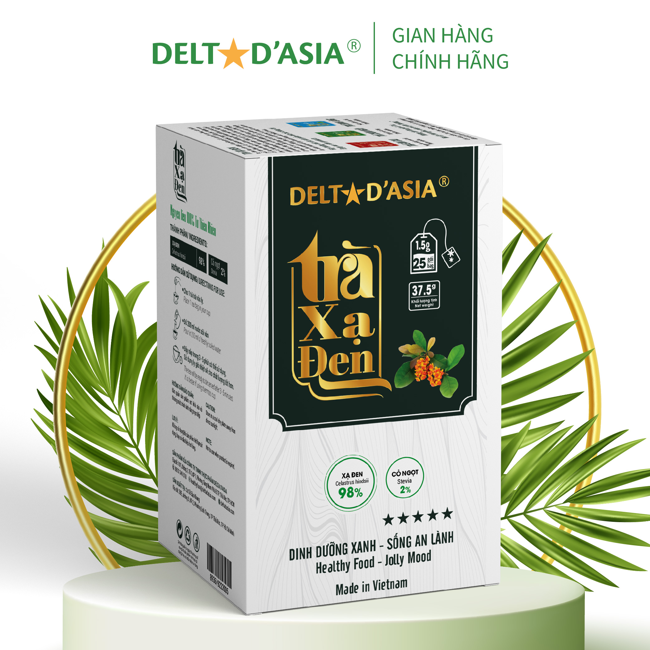 TRÀ XẠ ĐEN Hộp–  Delta D'Asia Hỗ trợ điều trị xơ gan, hạ men gan, viêm gan B (25 túi x 1,5 g)