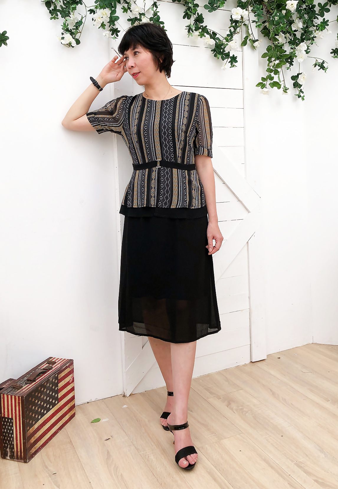 Đầm trung niên suông peplum TIFALU672 - Đầm thiết kế bigsize sang trọng