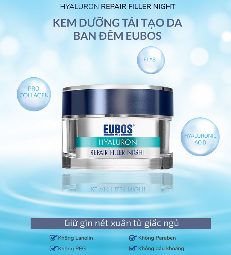 Kem dưỡng chống lão hóa ban đêm EUBOS anti-age Hyaluron repair filler night 50ml