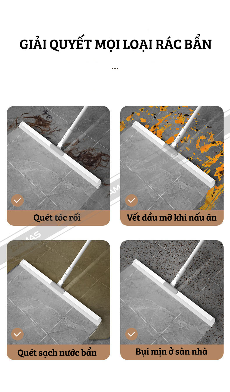 Cây Gạt Nước Sàn Nhà, Lau Kính Đa Năng 2 Trong 1 Damas C3 Pro - Chất liệu lưỡi gạt làm từ Silicone cao cấp - Tay cầm hợp kim bền đẹp, điều chỉnh độ cao linh hoạt - Lưỡi gạt xoay 360 độ giúp làm sạch mọi ngóc ngách dễ dàng, nhanh chóng, sạch bong kin kít
