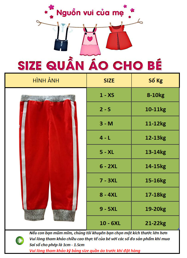 Quần Thun Thể Thao Cho Cả Bé Trai và Bé Gái Từ 8-22kg