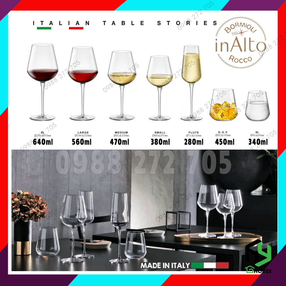Ly uống rươ u sâm panh cao cấp,champagne thủy tinh, wine glass Inalto 280ml - Bormioli Rocco-3