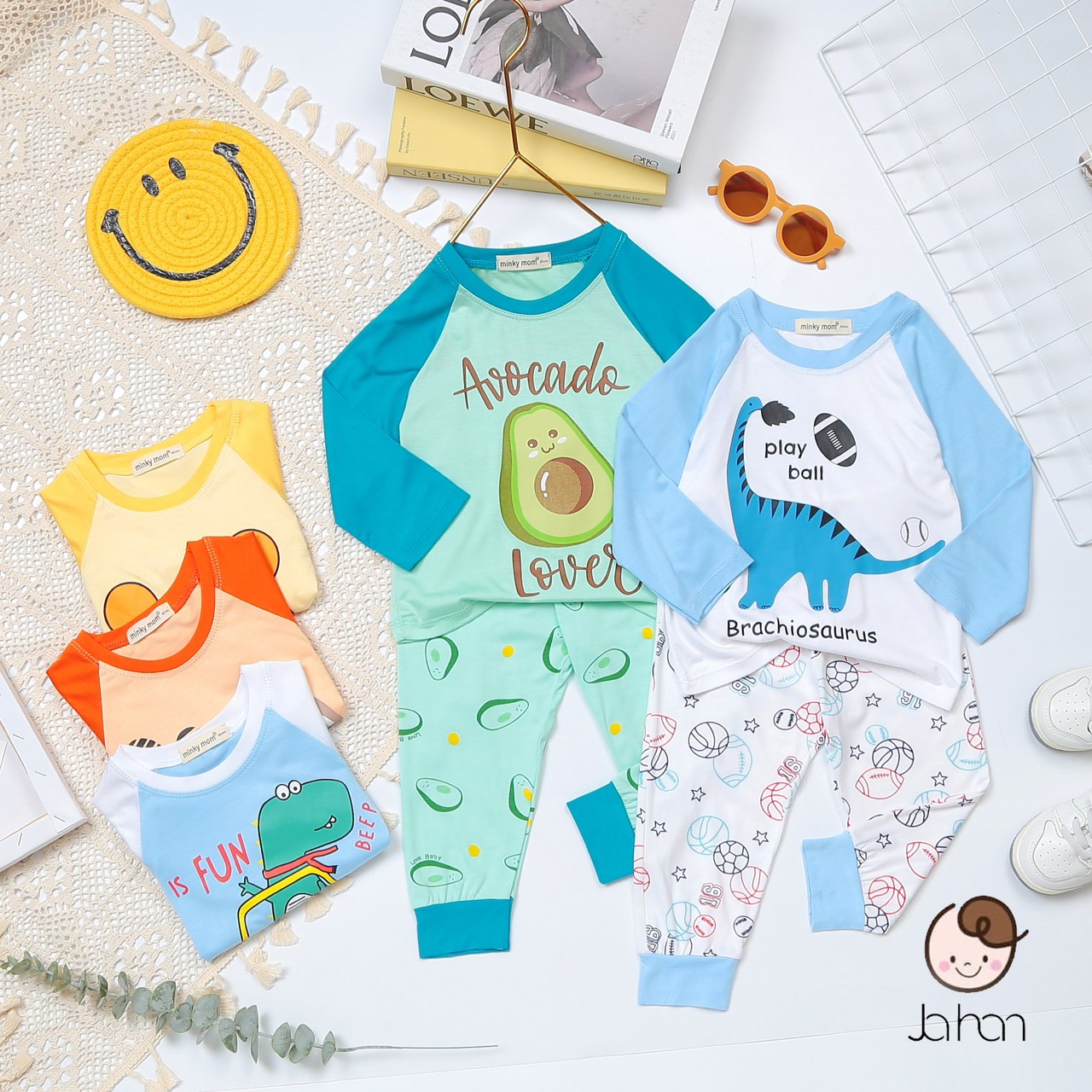 Bộ Thun Lạnh Dài Tay Hàng Chuẩn Dể Thương Cho Bé Gái Bé Trai Đủ Màu