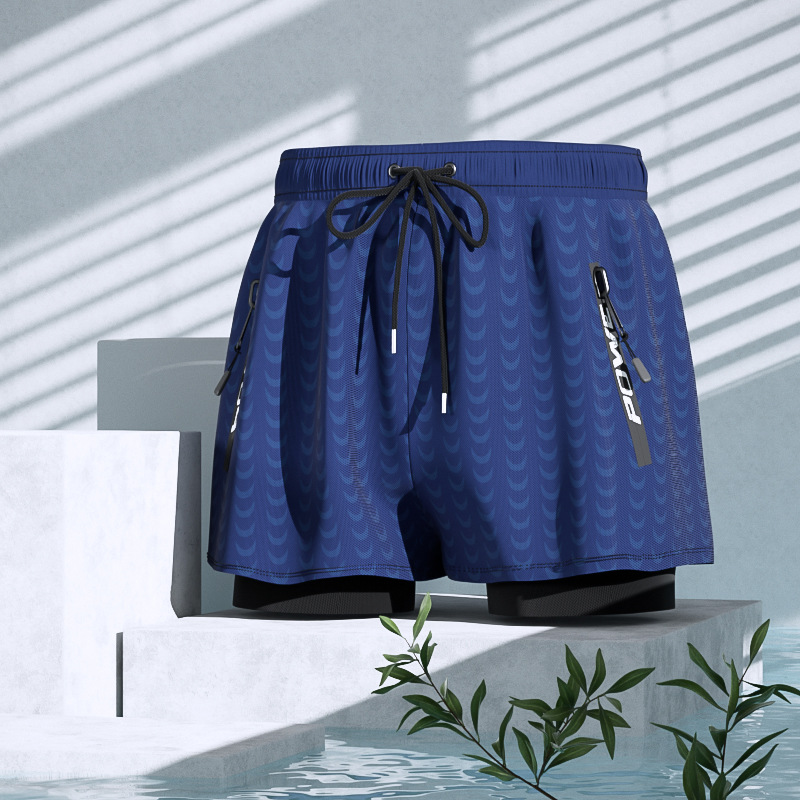 Quần bơi nam 2 lớp cao cấp, phong cách boxer ống ngắn rộng rãi, họa tiết da cá nam tính, lớp trong thun bơi co giãn, lớp ngoài trượt nước dày dặn nhanh khô | BN026