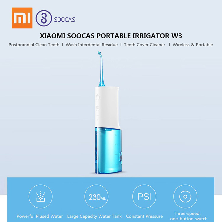 Xiaomi Soocas Oral Irrigator W3 Portable Water Dental Flosser Water Jet Cleaning Tooth Toothpick Mouthpiece Denture