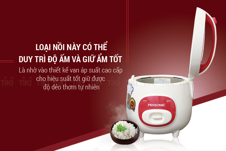 Nồi Cơm Điện Pensonic PSR-1001R (1L) - Trắng Đỏ
