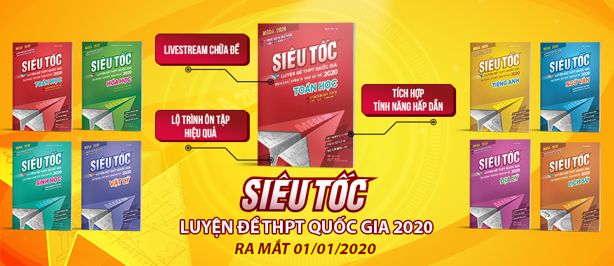 Combo 3 Cuốn Mega 2020 - Siêu Tốc Luyện Đề THPT Quốc Gia Khối D: Toán - Văn - Anh