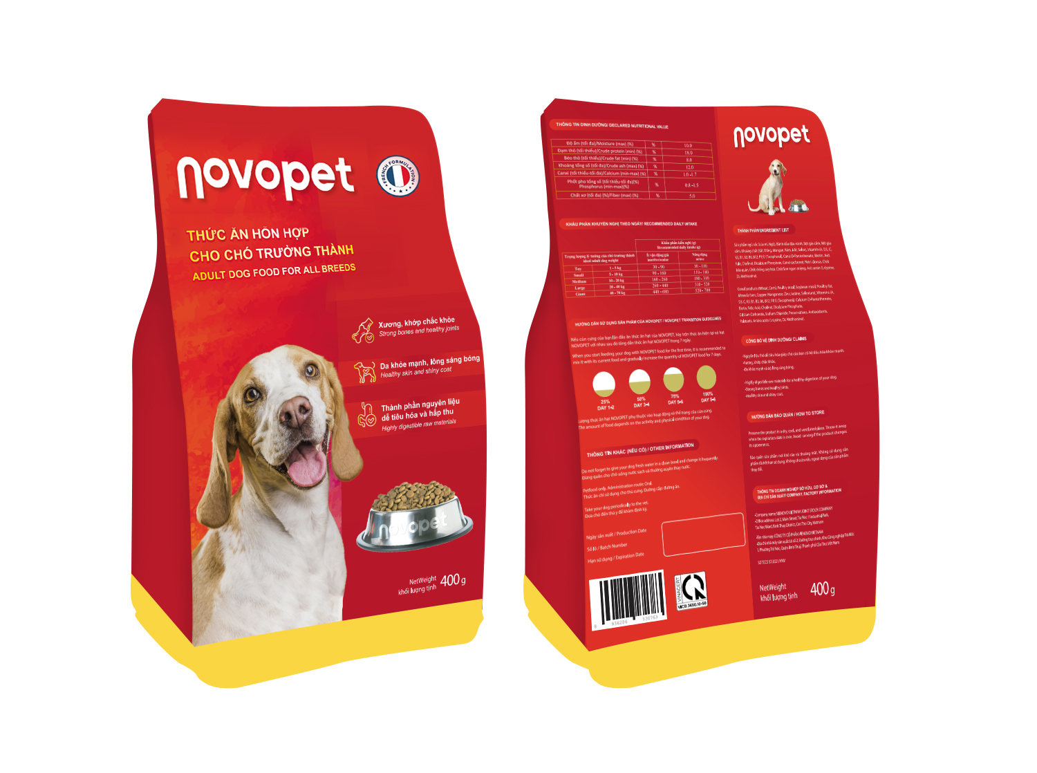 Thức ăn hạt NOVOPET cho chó trưởng thành vị hỗn hợp gói 400g