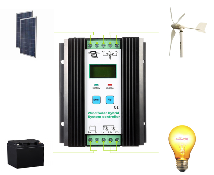 LCD Economic PWM Wind Solar Hybrid System Controller (600w Wind + 400w Solar) 12v/24v Automatic Identification Household