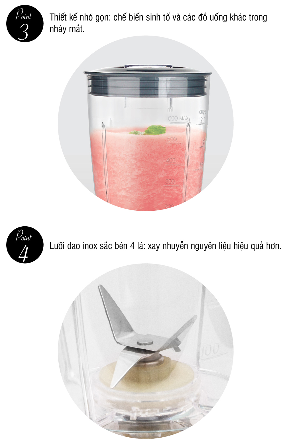 Máy xay sinh tố Lock&Lock 600ml Personal Blender màu xanh mint EJM436MIT - Hàng chính hãng, thao tác 1 chạm, lưỡi xay bén - JoyMall