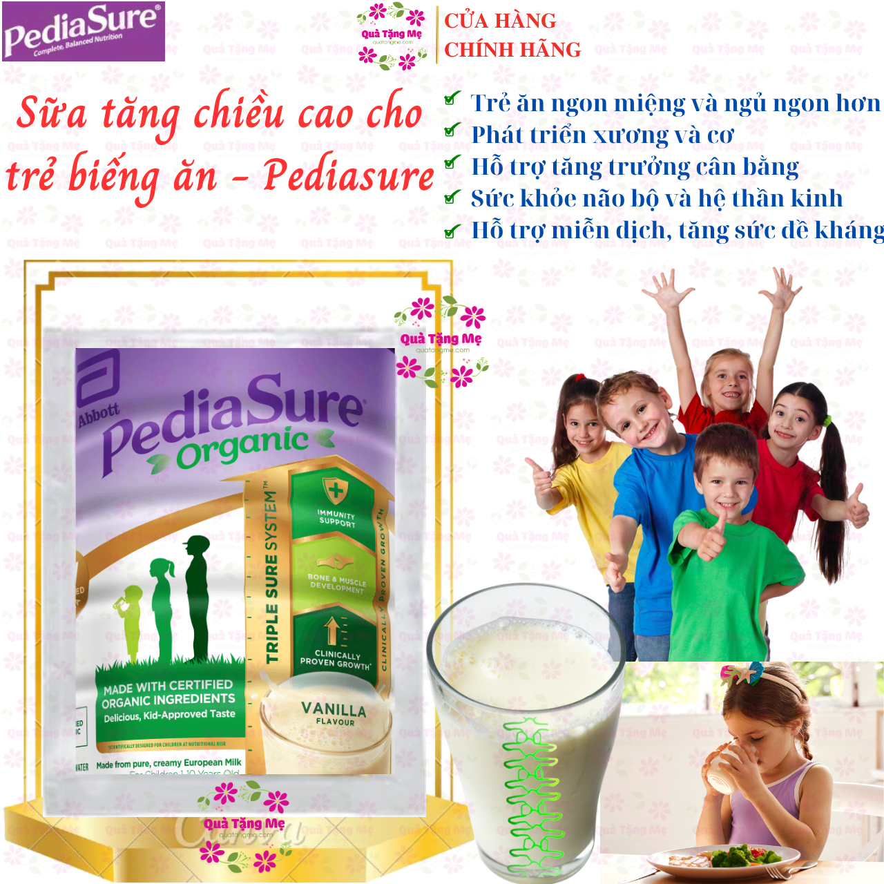 Sữa tăng chiều cao cho trẻ biếng ăn từ 1-10 tuổi Úc Pediasure