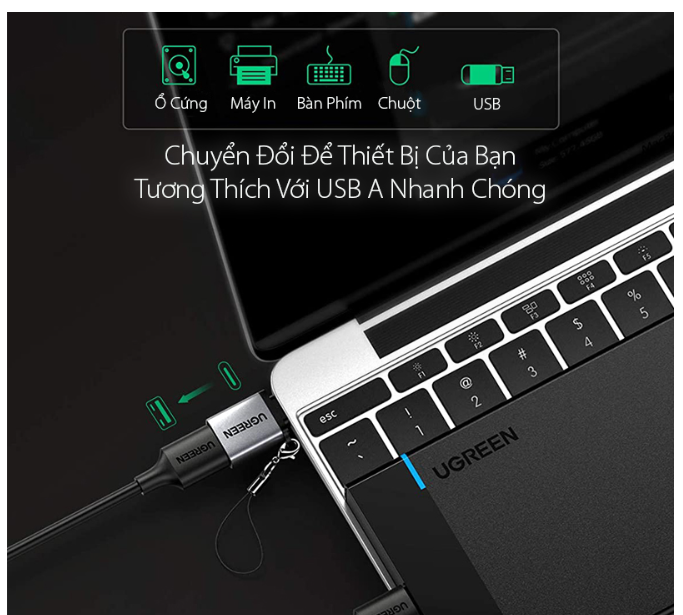 Đầu chuyển usb type-C ra USB 3.0 chính hãng Ugreen 50283
