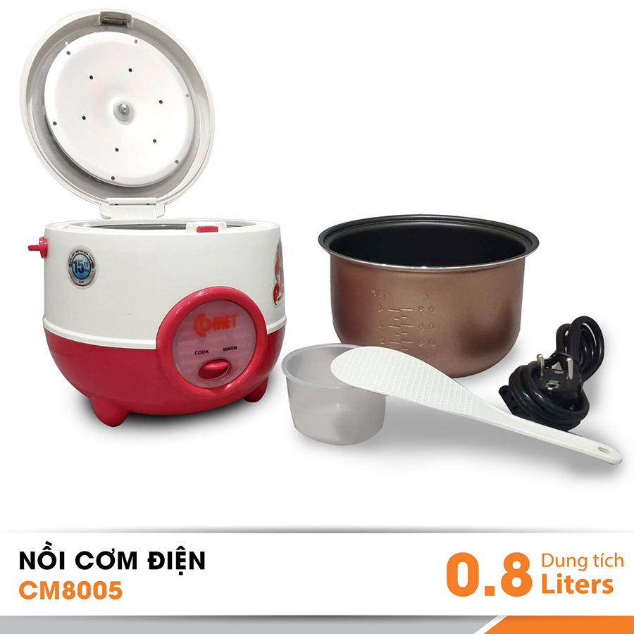 Nồi Cơm Điện Nắp Gài Comet CM8005 0.8L - 350W - Màu Ngẫu Nhiên - Hàng Chính Hãng