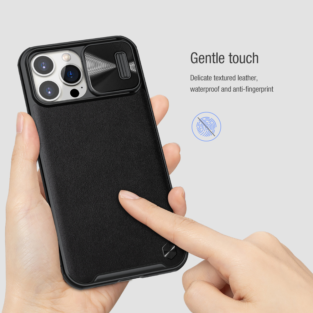 Ốp Nillkin bảo vệ Camera cho iPhone 13 / 13 Pro / 13 Pro Max Nillkin CamShield Leather Case nắp đậy bảo vệ Camera - Hàng Nhập Khẩu