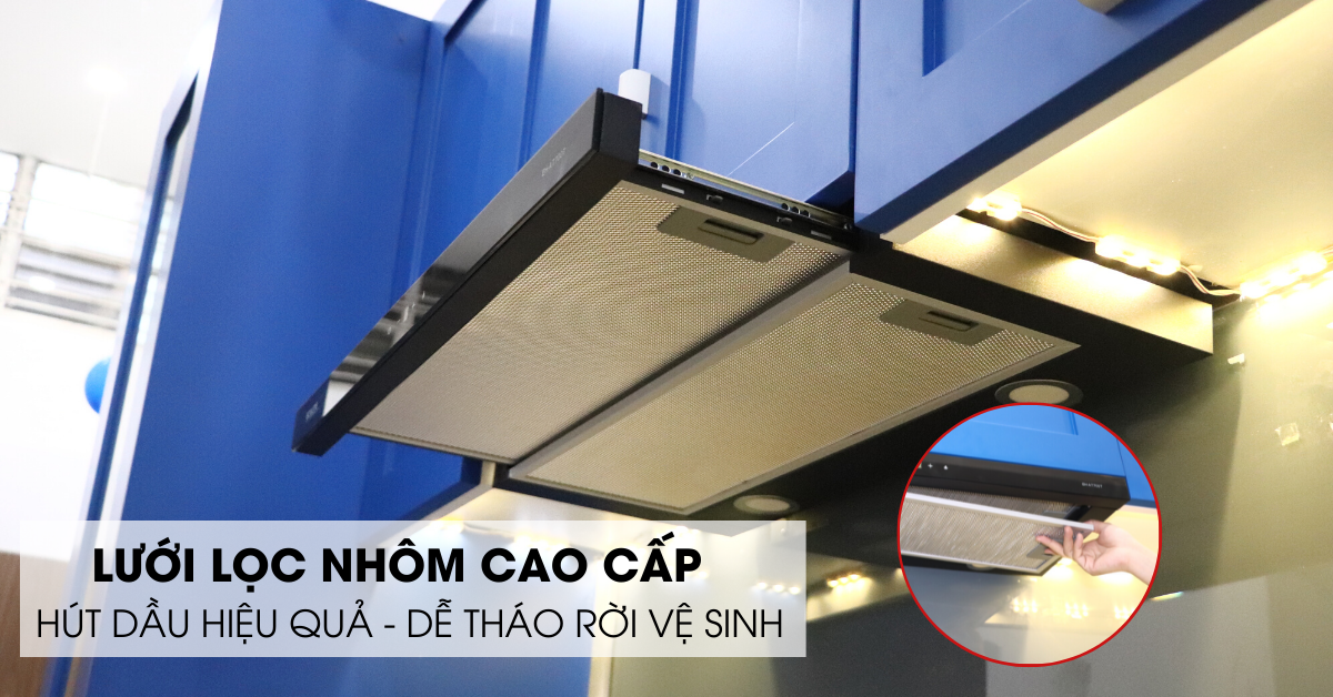 Máy hút mùi âm tủ Ecalite EH-AT700T có lưới lọc nhôm