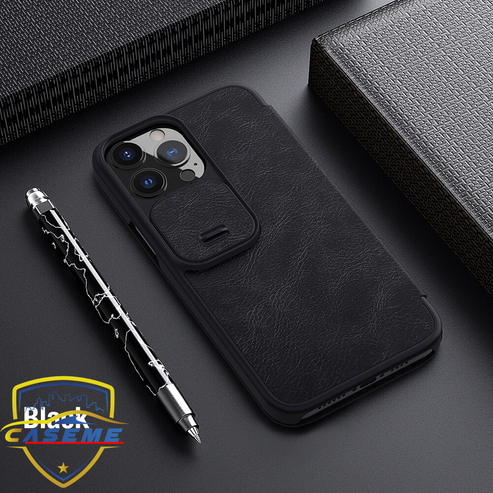Bao da dành cho iPhone 13 Pro Max hàng chính hãng Nillkin QIN có nắp trượt bảo vệ camera