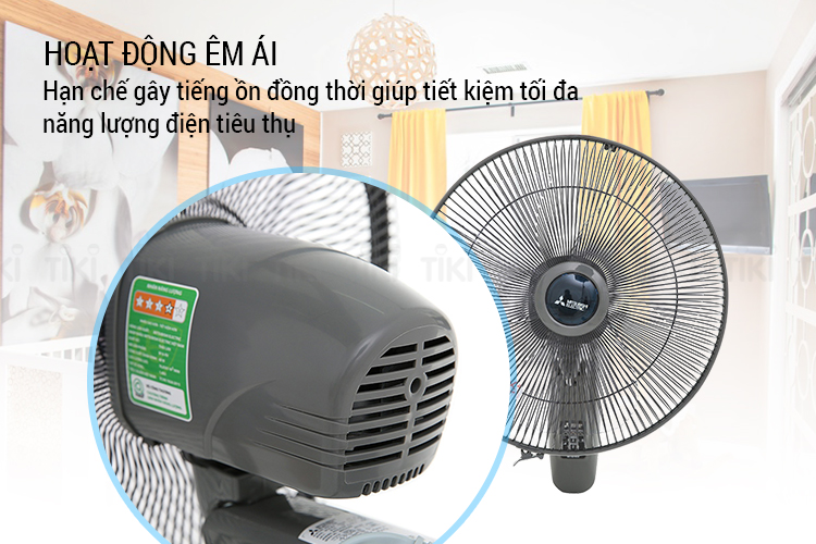 Quạt Treo Tường MITSUBISHI W16-RV CY-GY - Xám Đậm - Hàng Chính Hãng