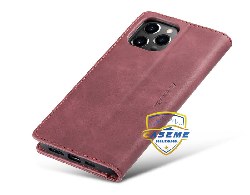 Bao da bò thật dạng ví dành cho iPhone 14 Pro Max Caseme - Hàng Nhập Khẩu
