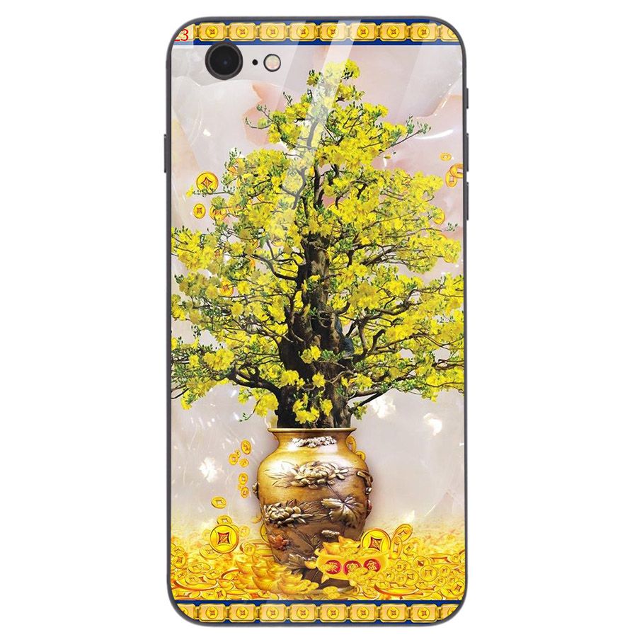 Ốp điện thoại kính cường lực cho máy iPhone 5/5s/se - Tranh Mai Đào MS MDAO049