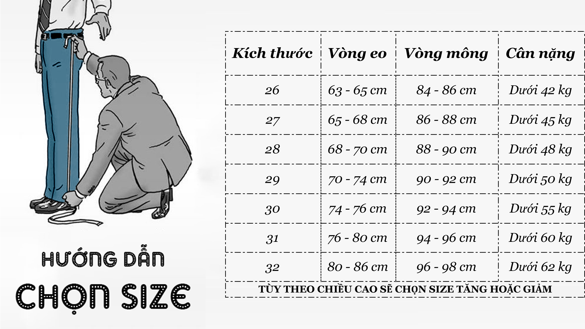 quần jean nữ đo kích thước