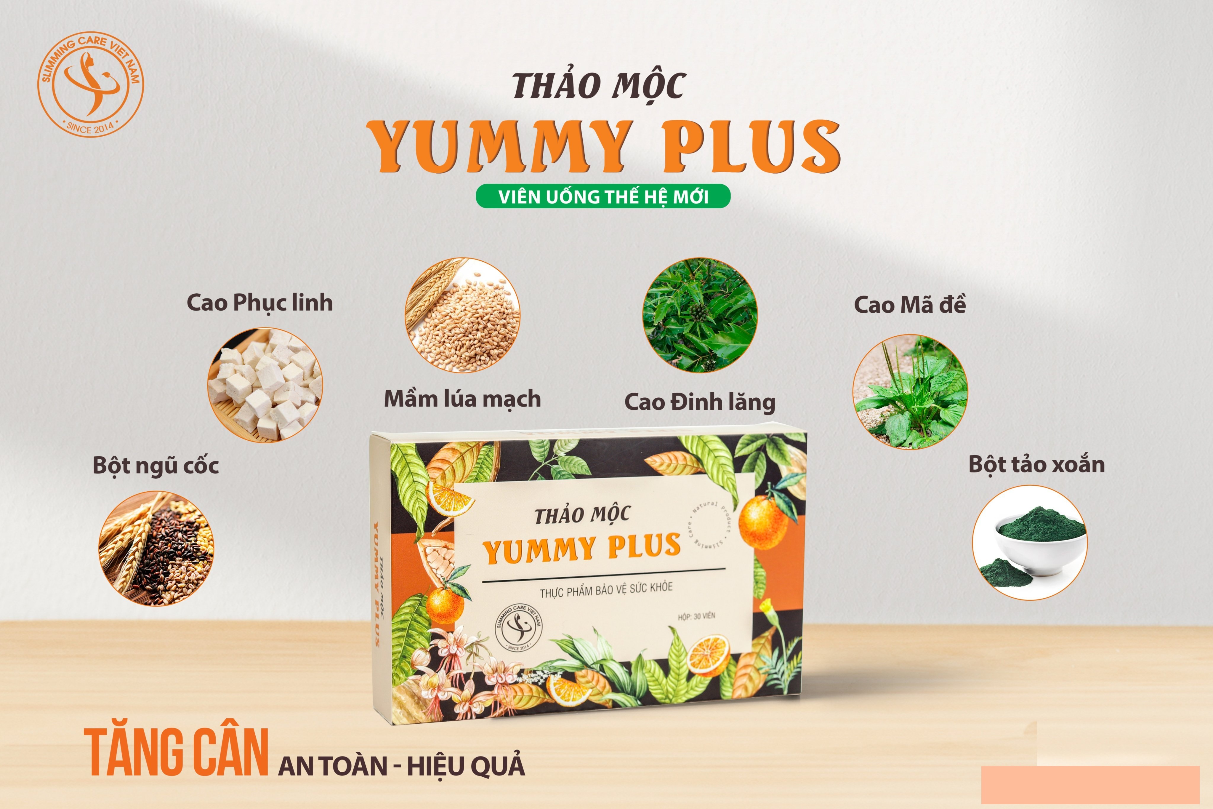 combo 2 hộp thảo mộc hỗ trợ tăng cân yummy plus giúp ăn ngon ngủ ngon - tặng kèm ví da 2