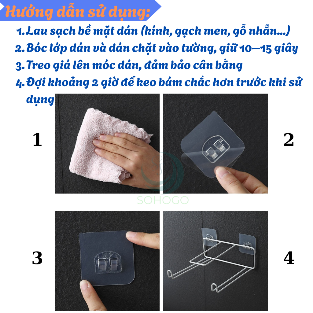 Giá treo móc áo dán tường tiện lợi- Kệ treo móc quần áo dán tường đa năng- Giá treo đồ gọn gàng không cần khoan- Kệ gắn tường treo móc áo và kẹp đồ- Giá đựng móc treo dán tường tiết kiệm không gian