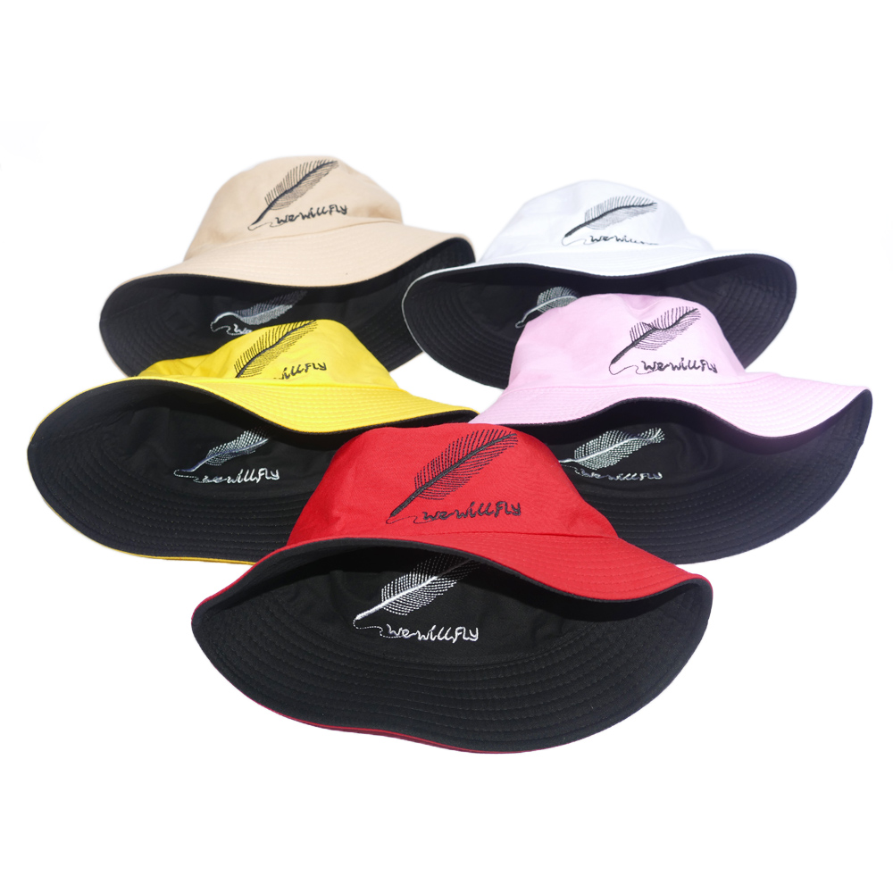 Nón bucket tai bèo thêu hình chiếc lá We Will Fly, may 2 lớp với 2 màu khác nhau độc đáo, vải cotton mềm mại thoải mái