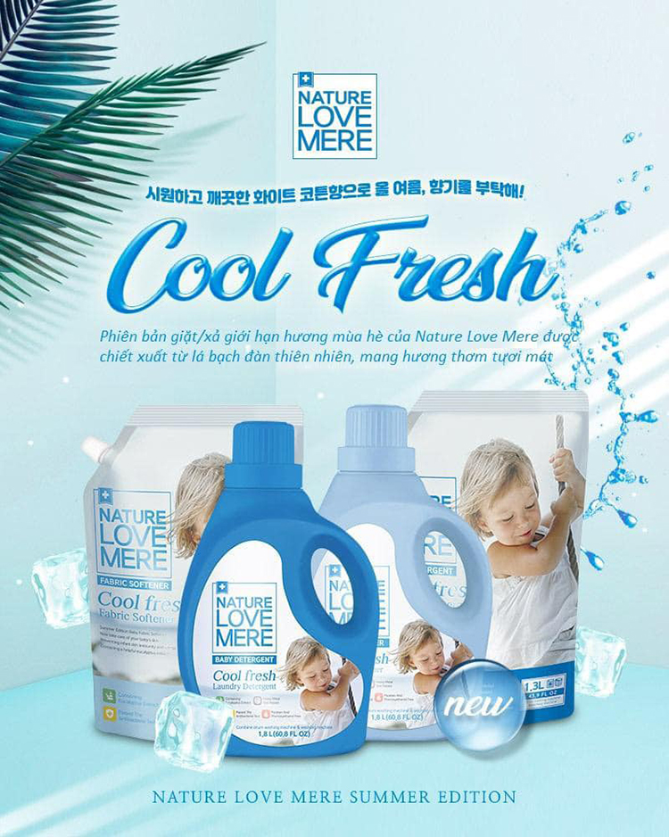 Nước Xả Dịu Nhẹ Cho Bé Nature Love Mere Cool Fresh Túi 1.3L