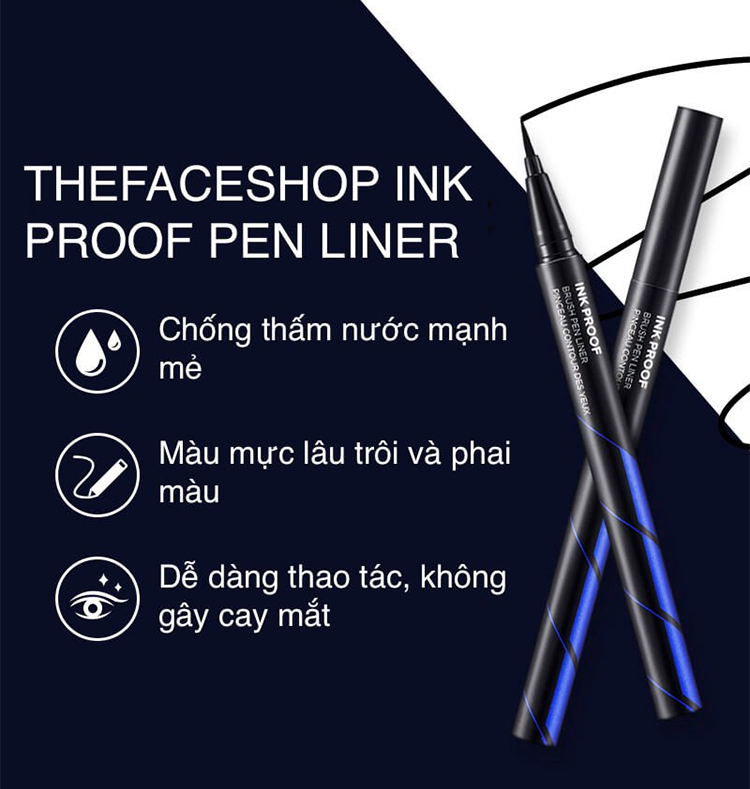 Kẻ Viền Mắt Eyeliner The Face Shop Ink Proof Brush Pen Liner 01 Black 0.06g