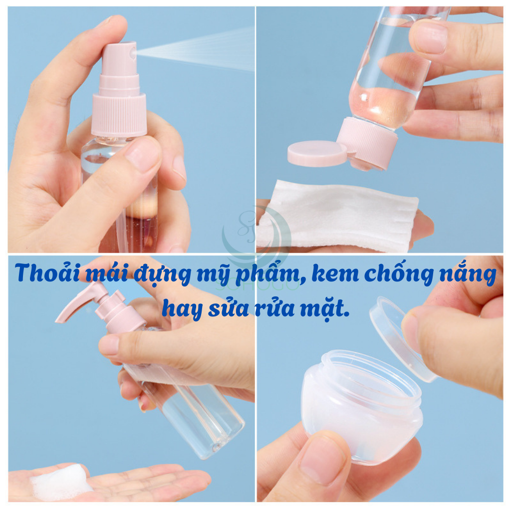 Bộ 11 Lọ Chiết Mỹ Phẩm Du Lịch Tiện Dụng Kèm Túi Đựng 11 Món- Chọn màu-Combo 11 Món Chai Chiết Du Lịch Cao Cấp – Silicone Mềm, Đa Dụng, Chuẩn Mang Lên Máy Bay