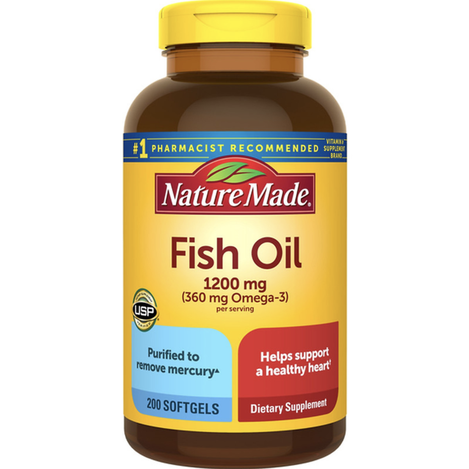 Thực phẩm bổ sung Dầu cá Nature Made Fish Oil 1200mg, 360mg Omega-3, 200 Viên (Mẫu mới) - Nhập khẩu Mỹ 1