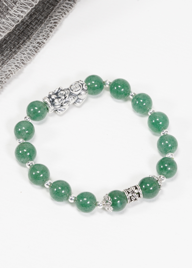 Vòng Thạch Anh Dâu Xanh Phối Tỳ Hưu Bạc (8mm) Ngọc Quý Gemstones