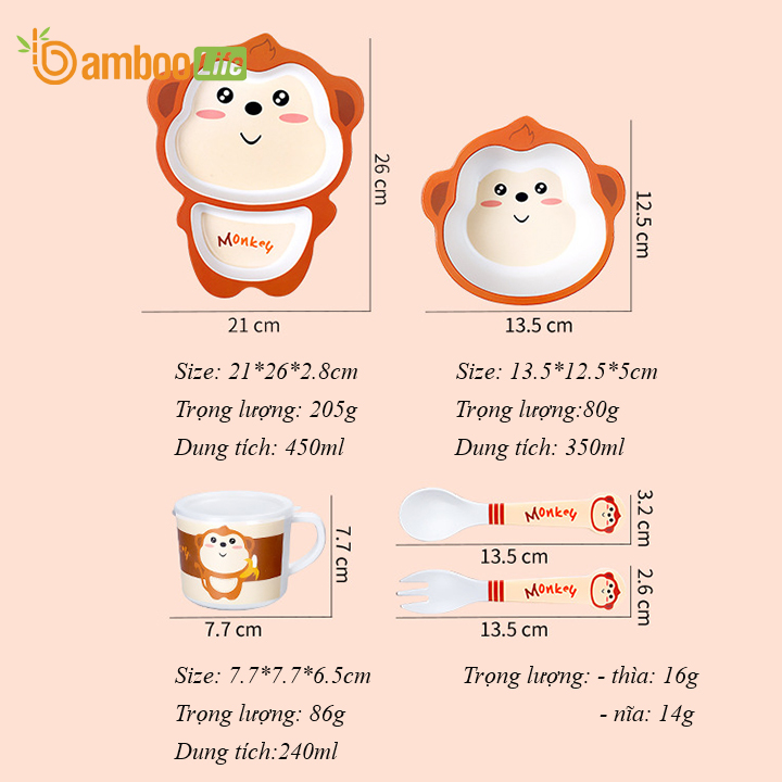 Bộ khay ăn cho bé Bamboo Life BL040 hàng chính hãng từ sợi tre thiên nhiên Dụng cụ ăn dặm cho bé Bộ chén bát ăn dặm cho bé Đồ dùng ăn dặm cho bé 8