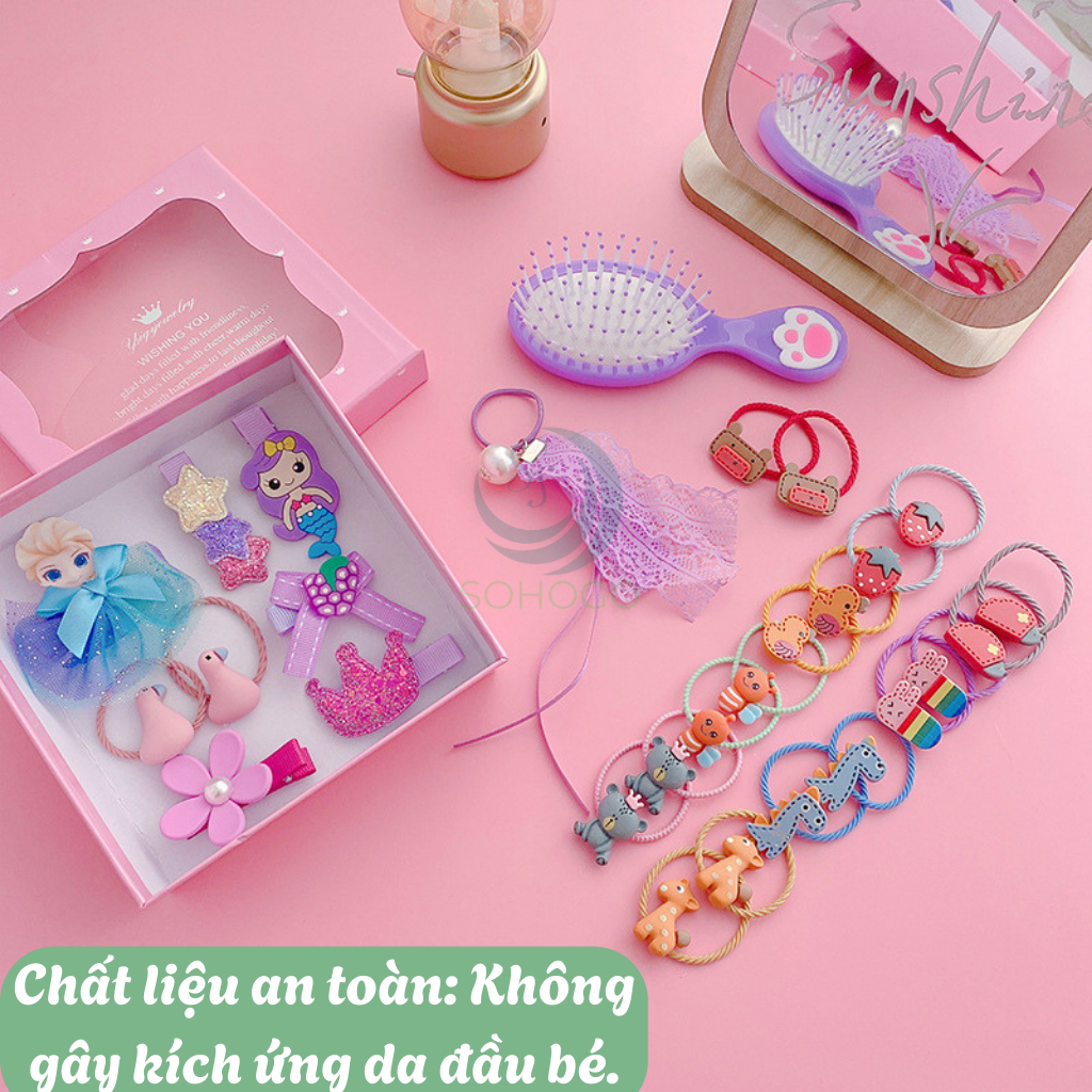 Túi Hộp Kéo 28 Chi Tiết Kẹp Tóc Dây Cột Tóc Làm Quà Tặng Dễ Thương Phụ Kiện Tóc Cho Nữ Và Bé Gái