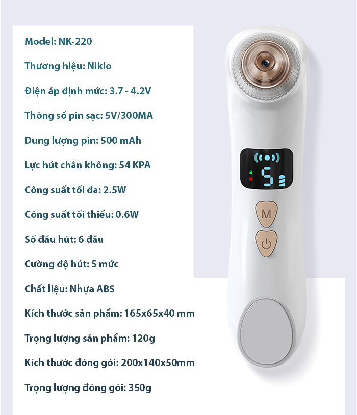 Máy hút mụn đầu đen Nikio NK-220