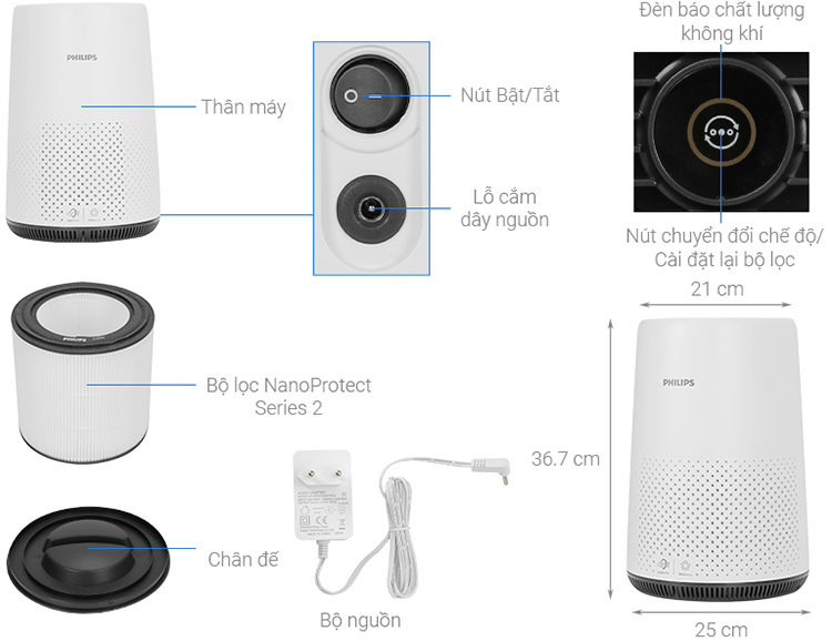 Máy Lọc Không Khí Philips AC0820/10 – Hàng Chính Hãng