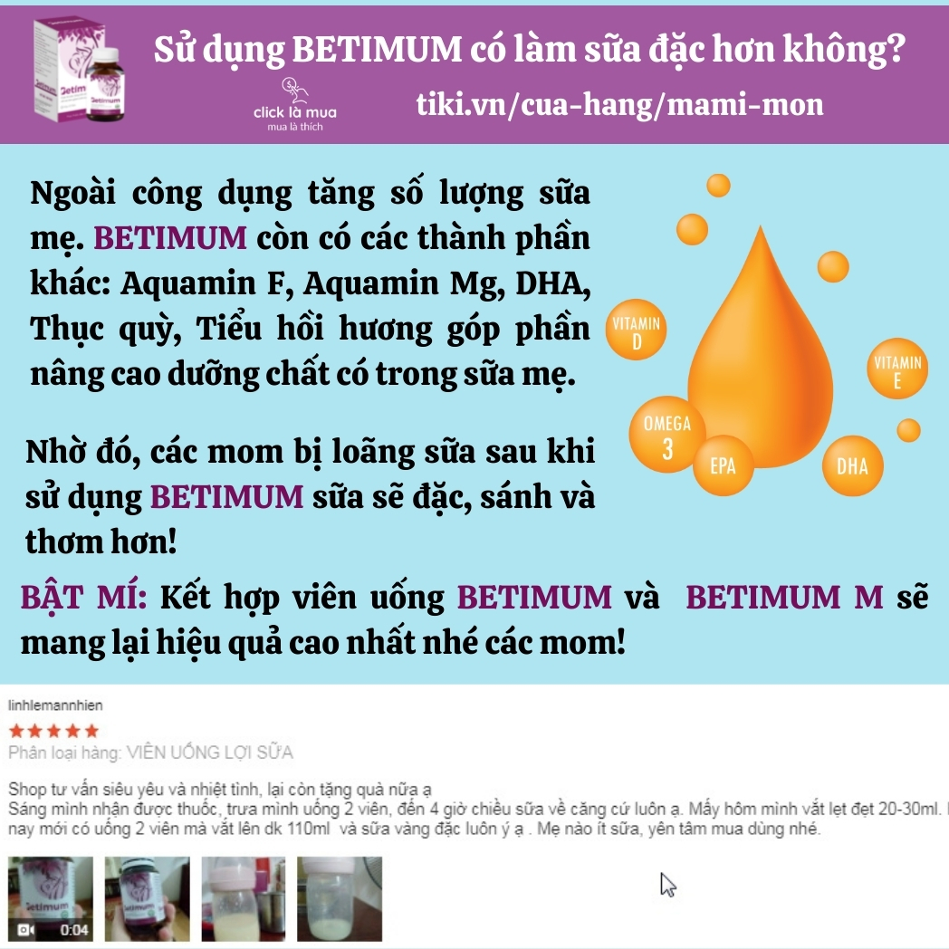 Cốm lợi sữa vitamin sau sinh cho con bú BETIMUM - trà lợi sữa dạng bột lợi sữa và viên uống lợi sữa cỏ cà ri fenugreek 3