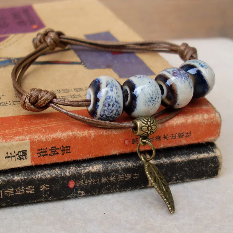 Vòng đeo tay Vintage Handmade Gốm sứ Màu