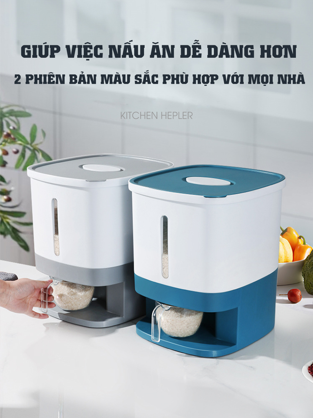 Thùng Gạo Thông Minh Tự Động 10Kg OFFICE CHILL, Thùng Đựng Gạo, Thực Phẩm Vật Liệu Nhựa An Toàn Cho Sức Khỏe Bảo Hành 1 Năm