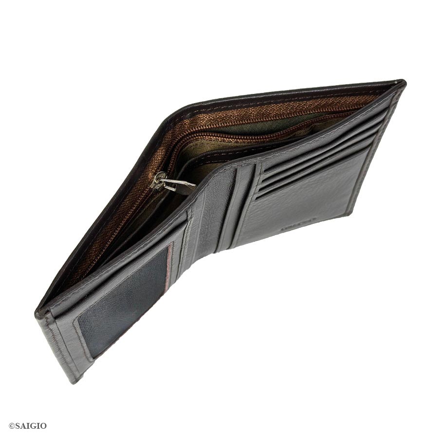 Ví Nam Da Bò NAPA Mềm Mại - Vân Tự Nhiên, Size Lớn, Thiết Kế Cổ Điển, Đơn Giản - Mỏng Nhẹ, Dáng Đứng - Gập 2, Ngăn Đựng Tiền Có Khóa Kéo, Nhiều Ngăn Để Giấy Tờ Tiện Dụng - Hàng Chính Hãng SAIGIO