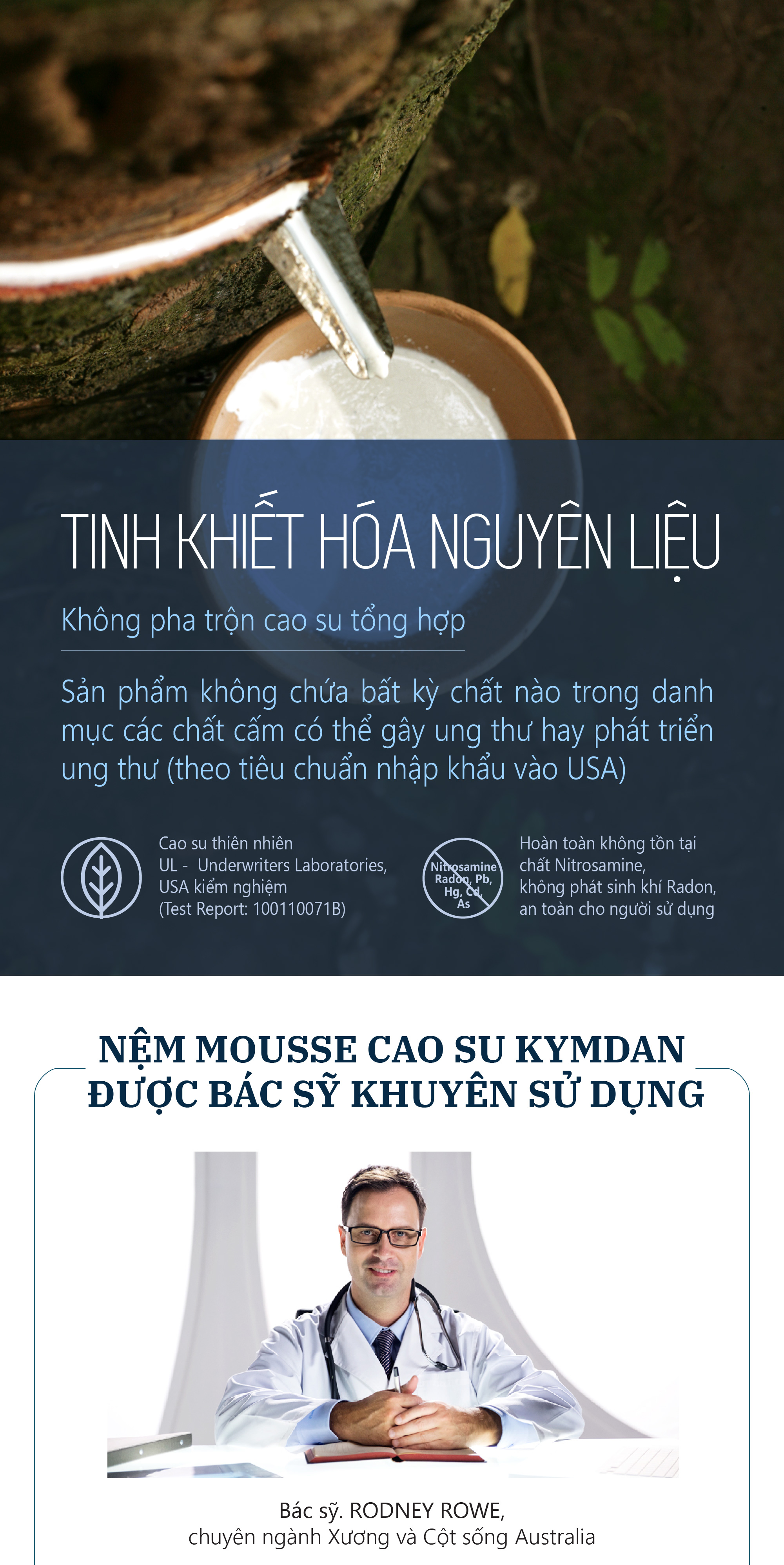 Nệm cao su thiên nhiên Kymdan Deluxe 180 x 200 x 05cm SFM